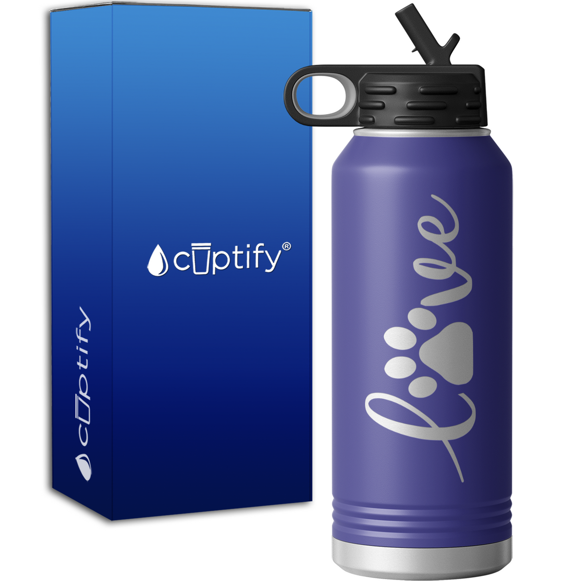 Love Dog Paw 32oz Sport Water Bottle
