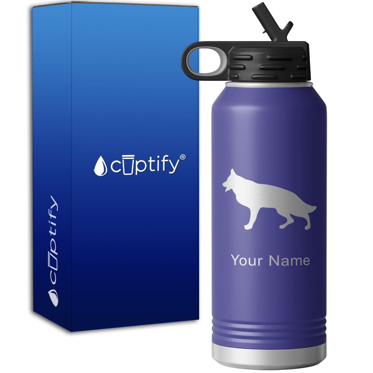 German Shepherd Personalized 32oz Sport Water Bottle