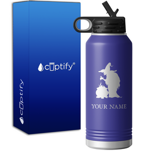 Witch with Cauldron Personalized 32oz Sport Water Bottle