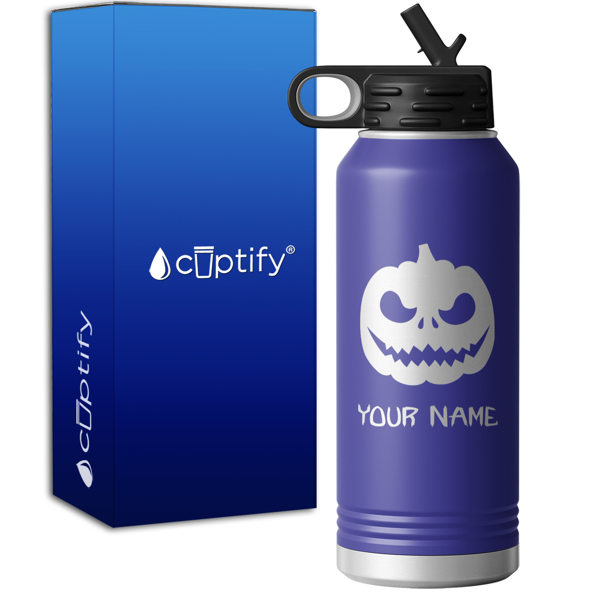 Jack o Lantern Personalized 32oz Sport Water Bottle