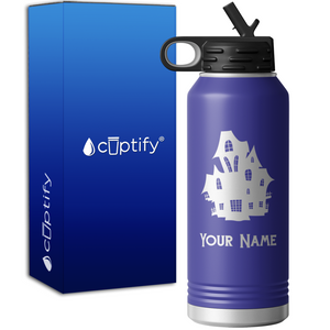 Haunted House Personalized 32oz Sport Water Bottle