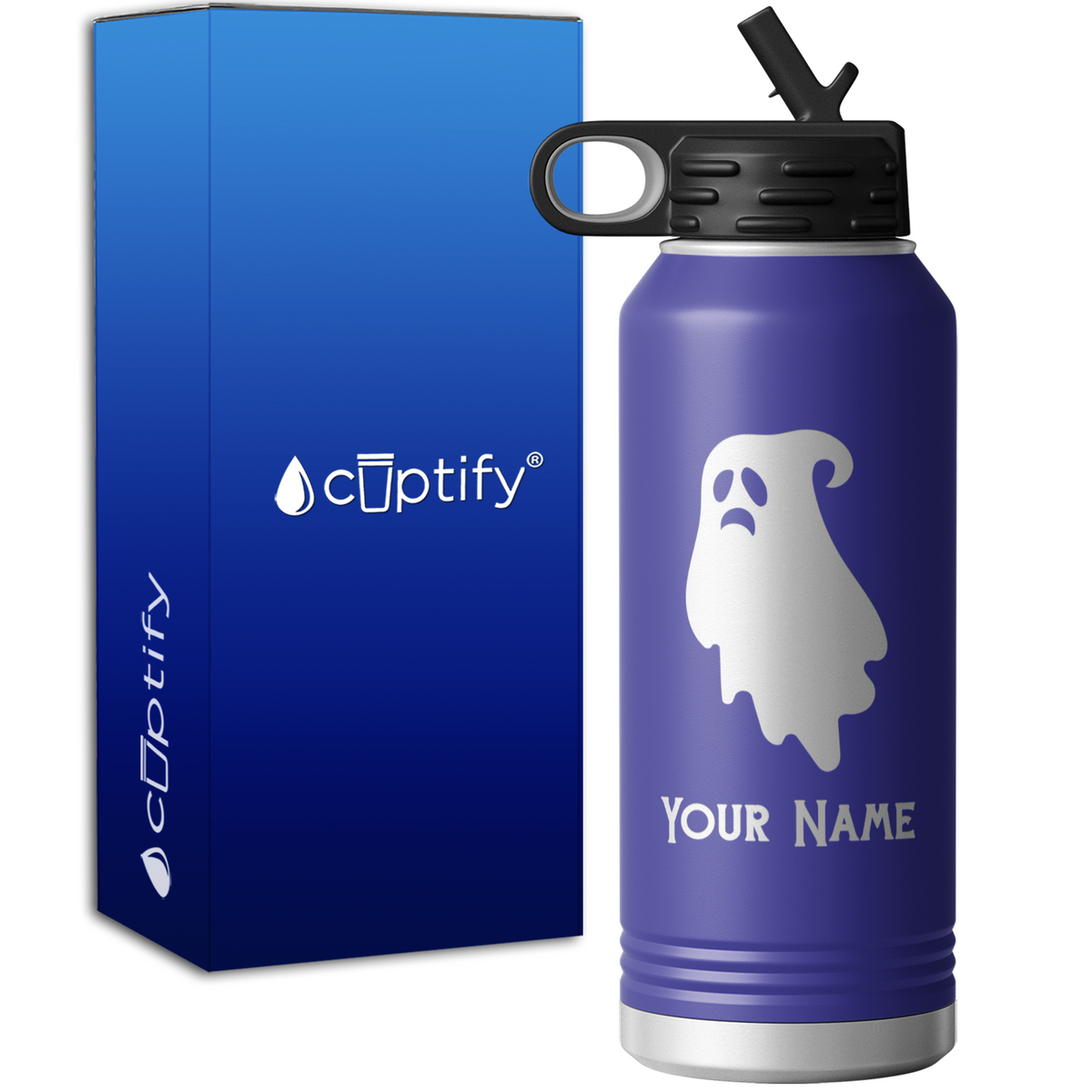 Sad Ghost Personalized 32oz Sport Water Bottle