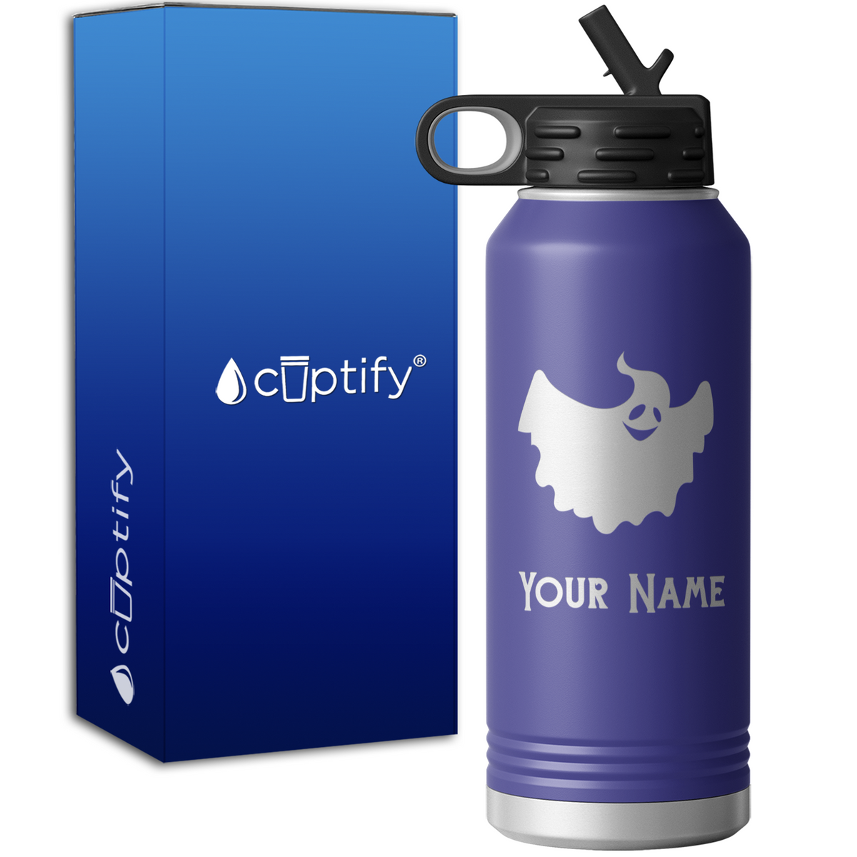 Happy Ghost Personalized 32oz Sport Water Bottle