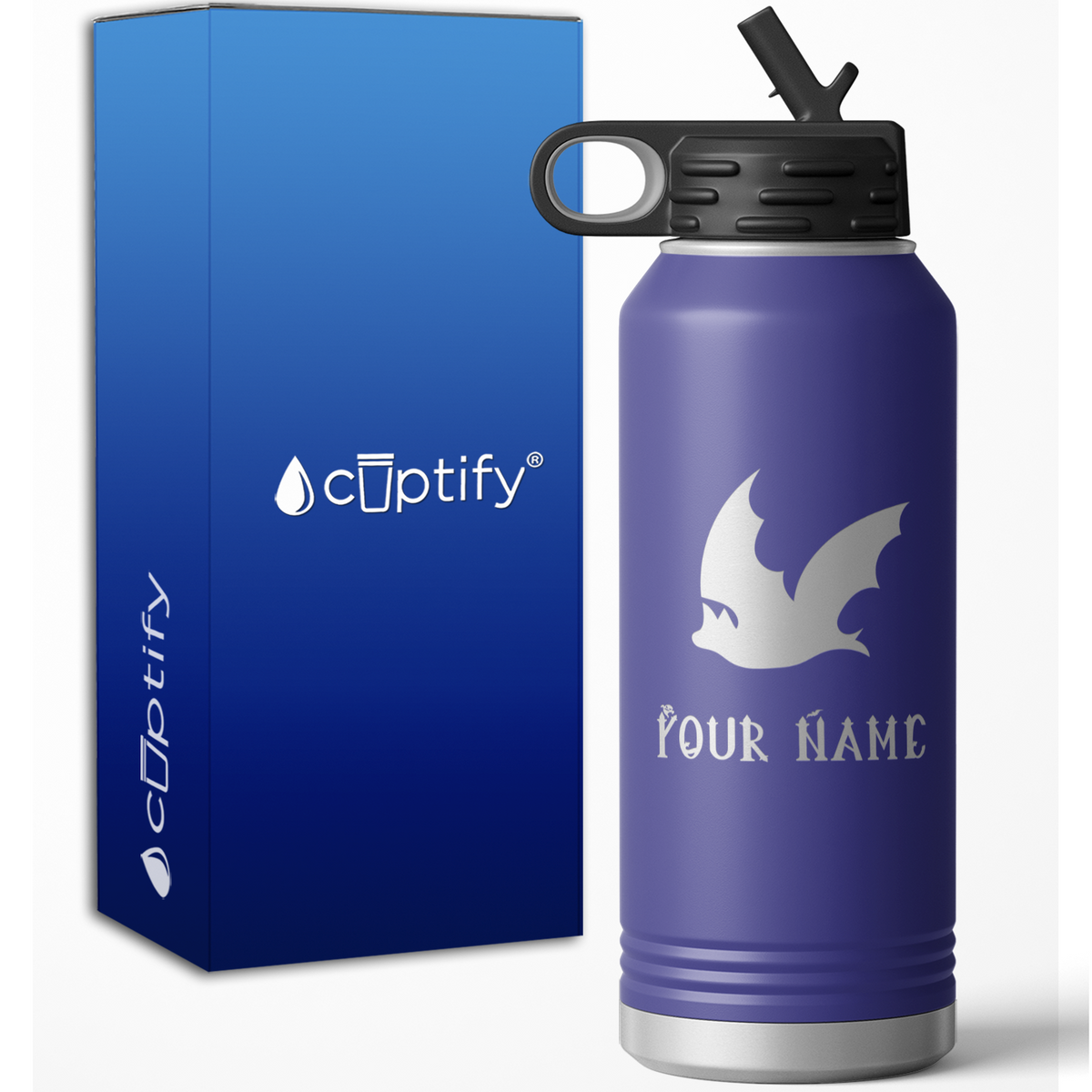 Flying Bat Personalized 32oz Sport Water Bottle