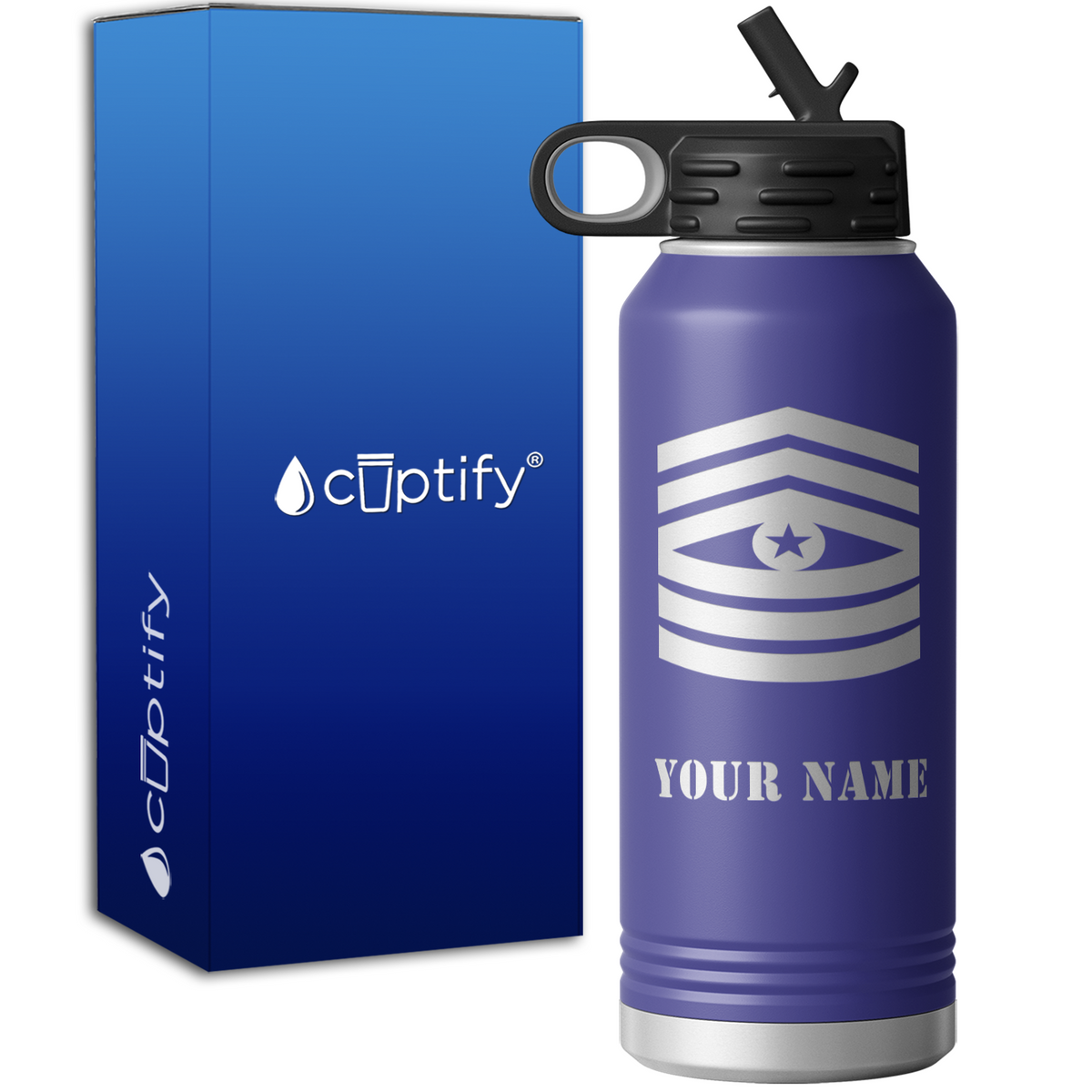 Command Sergeant Major Insignia Personalized 32oz Sport Water Bottle