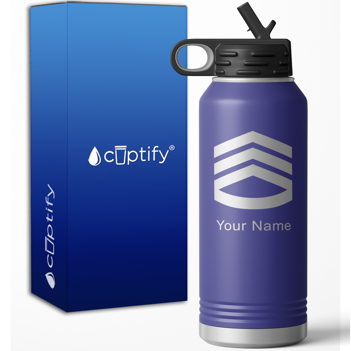 Staff Sergeant Insignia Personalized 32oz Sport Water Bottle
