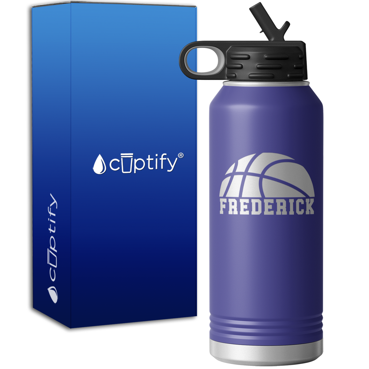 Basketball Half Personalized 32oz Sport Water Bottle