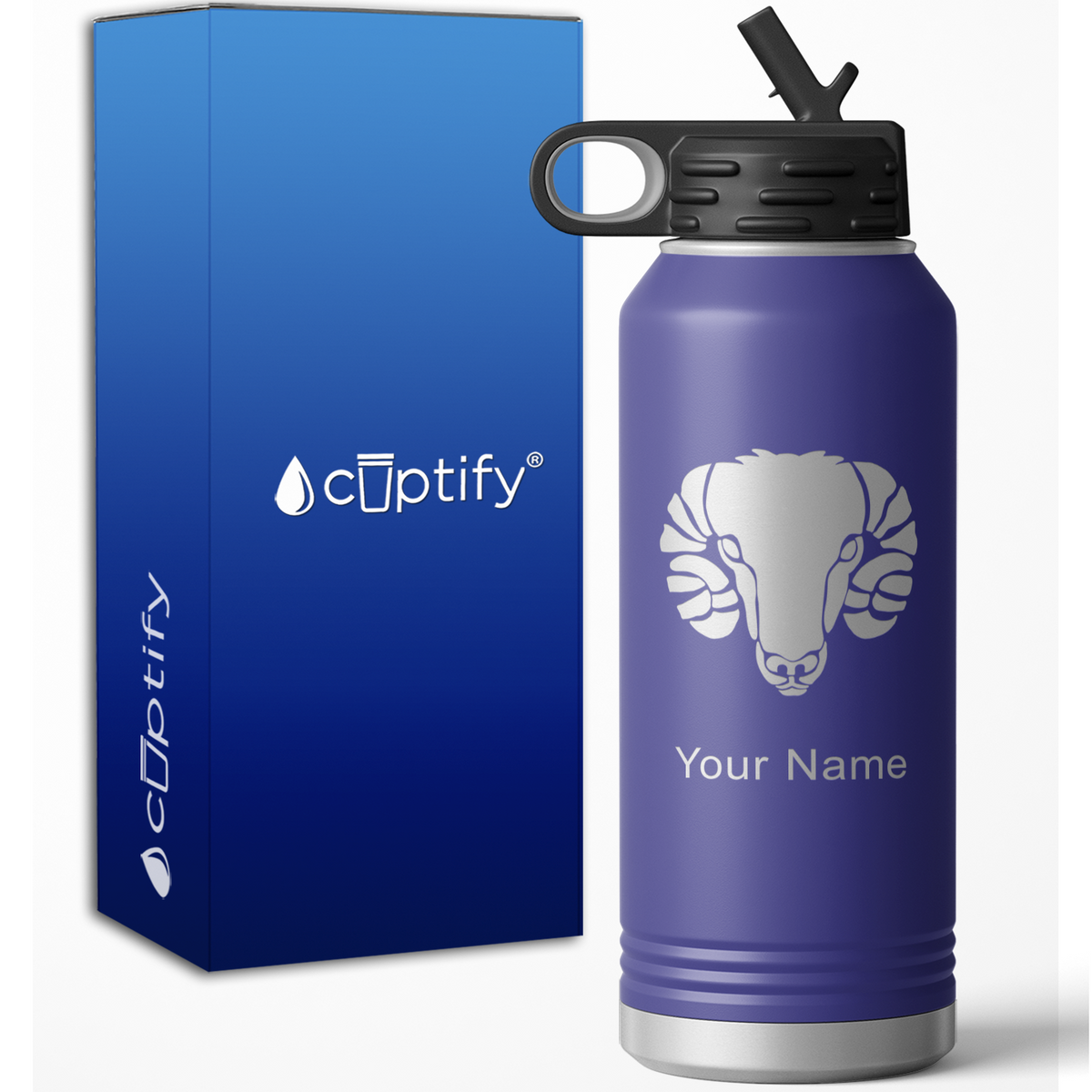 Aries Zodiac Sign Personalized 32oz Sport Water Bottle