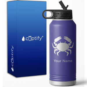 Cancer Zodiac Sign Personalized 32oz Sport Water Bottle