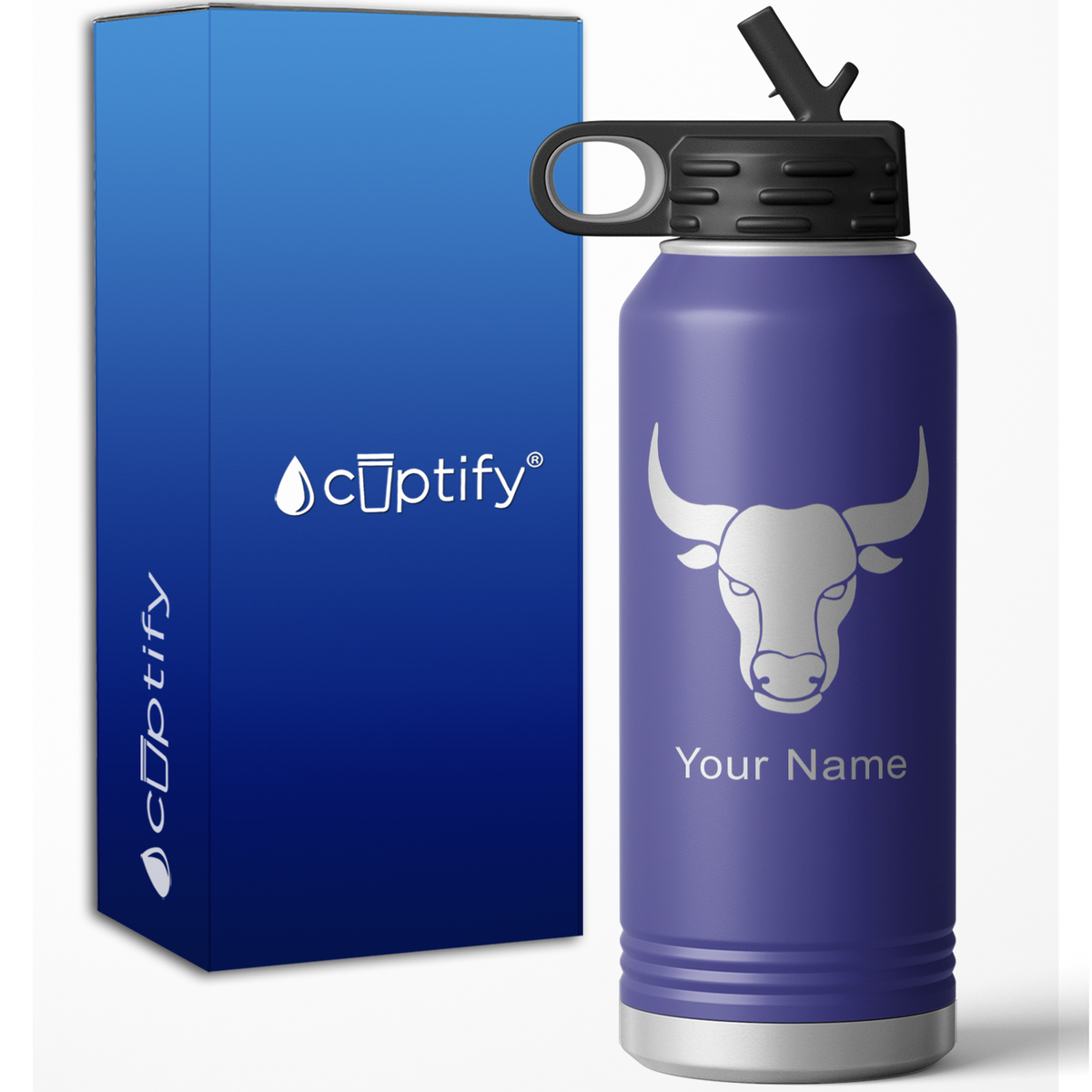 Taurus Zodiac Sign Personalized 32oz Sport Water Bottle