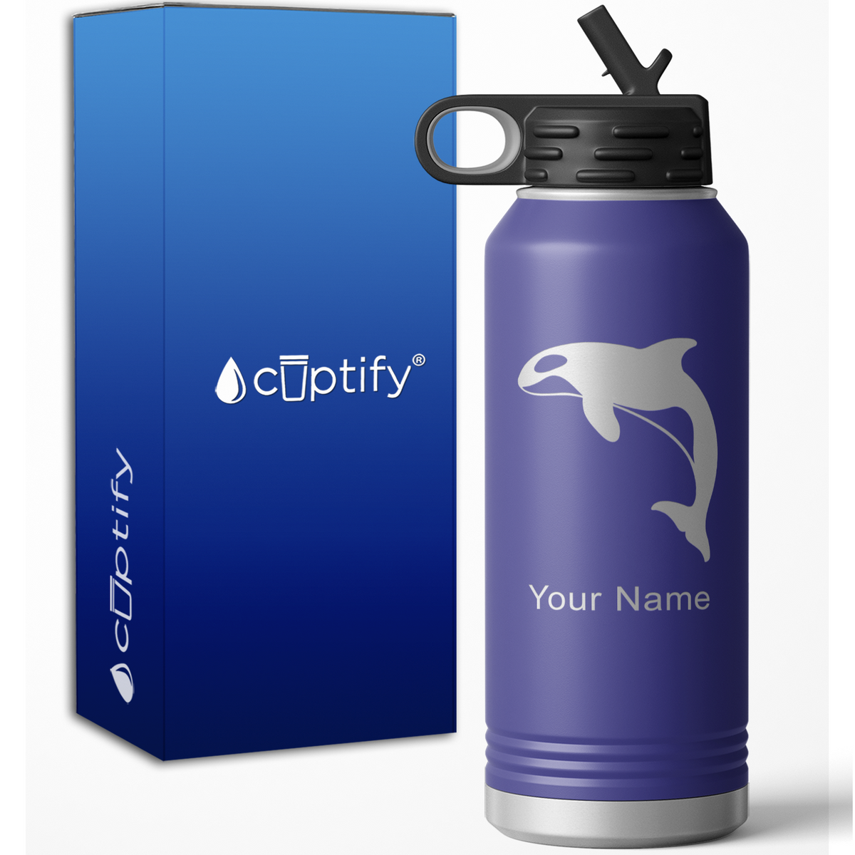Killer Whale Personalized 32oz Sport Water Bottle