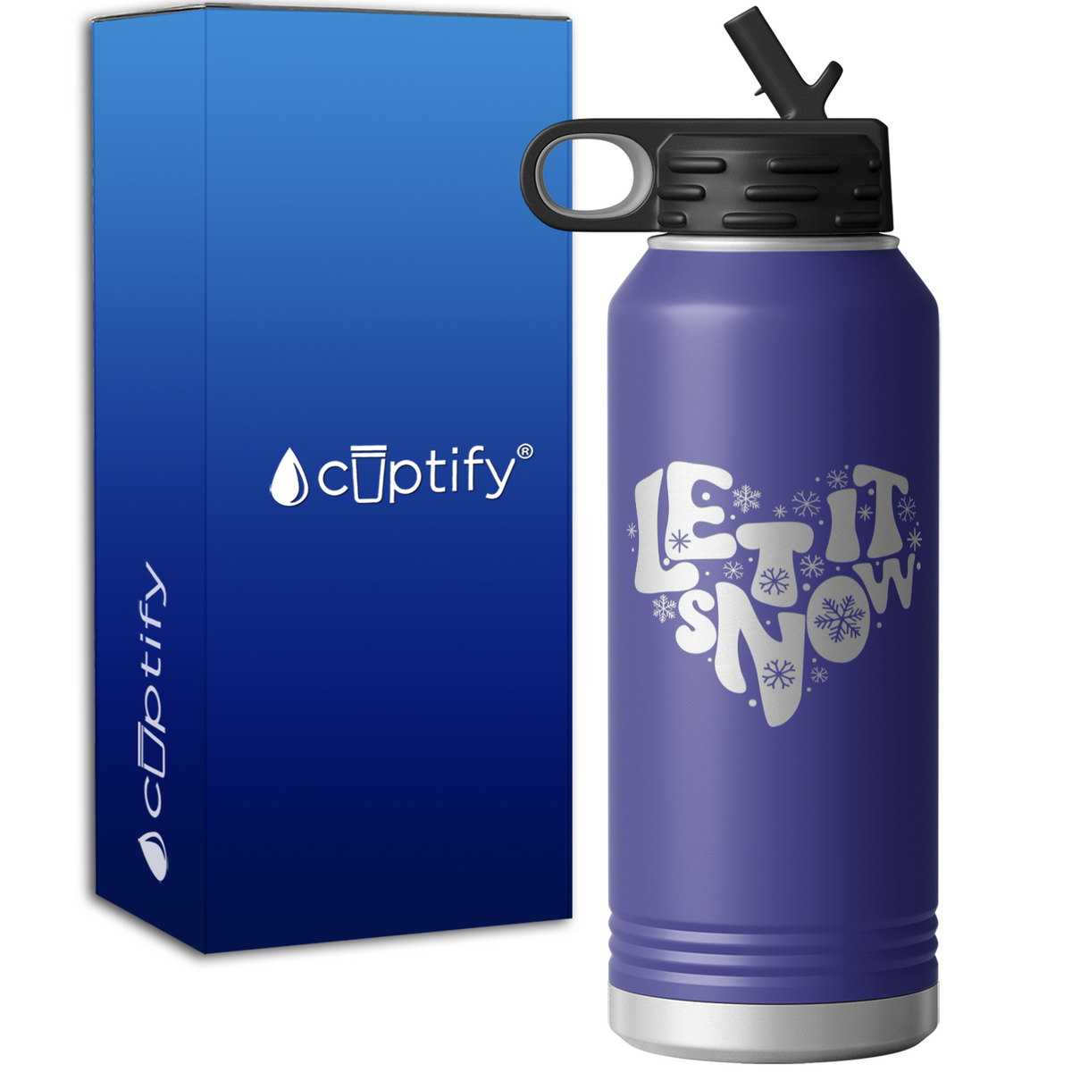 Let it Snow Heart 32oz Sport Water Bottle