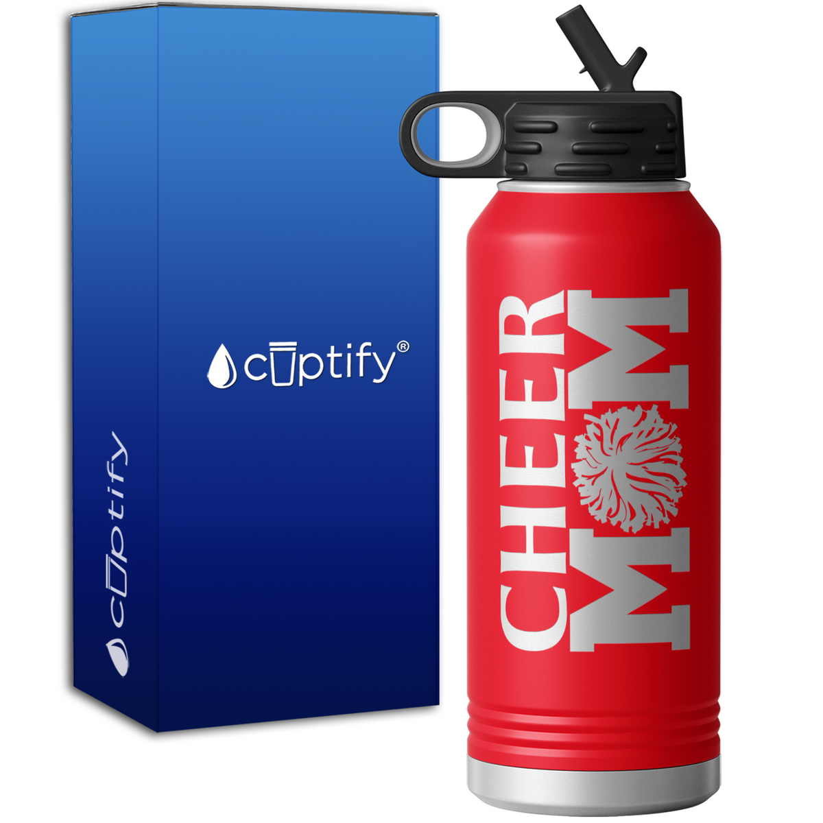Cheer Mom Pom Pom 32oz Sport Water Bottle
