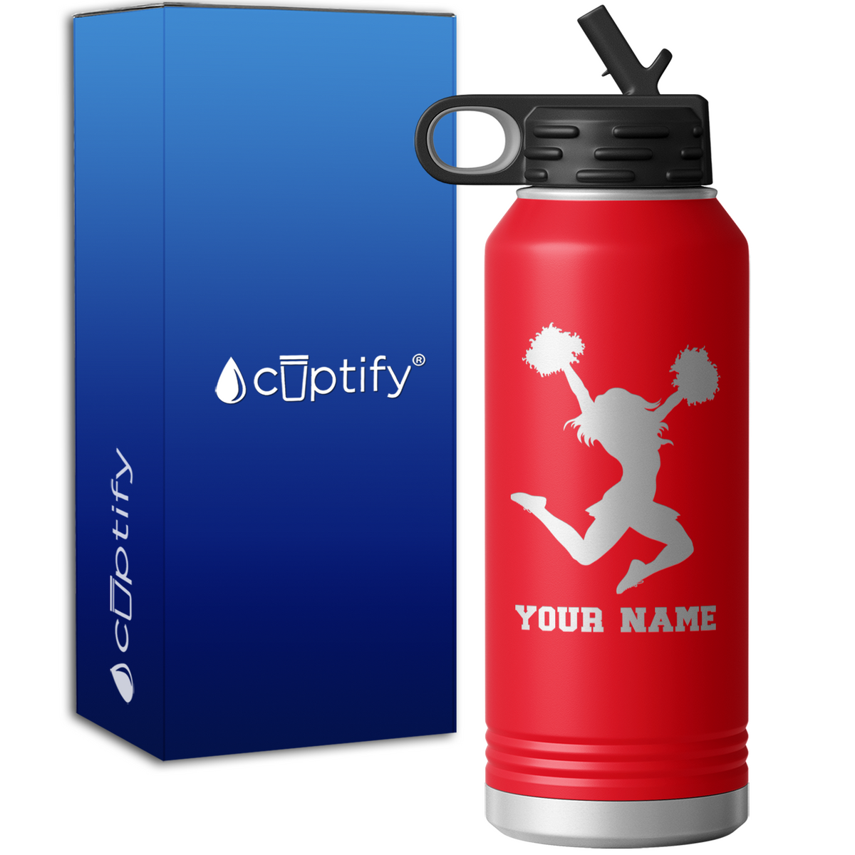 Personalized Cheerleader Silhouette 32oz Sport Water Bottle