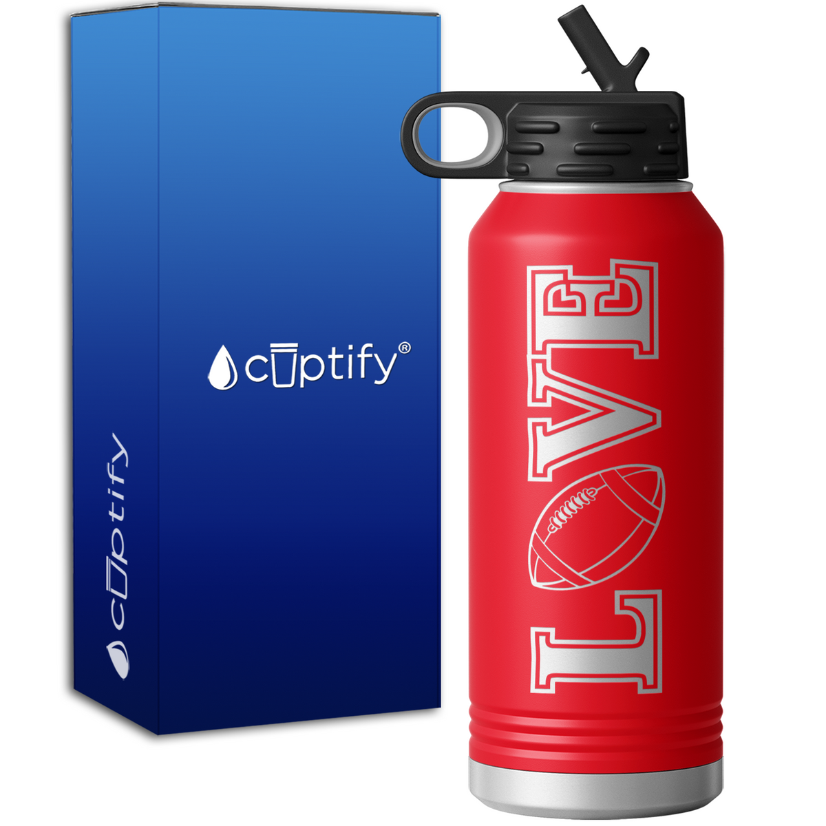Football Love 32oz Sport Water Bottle