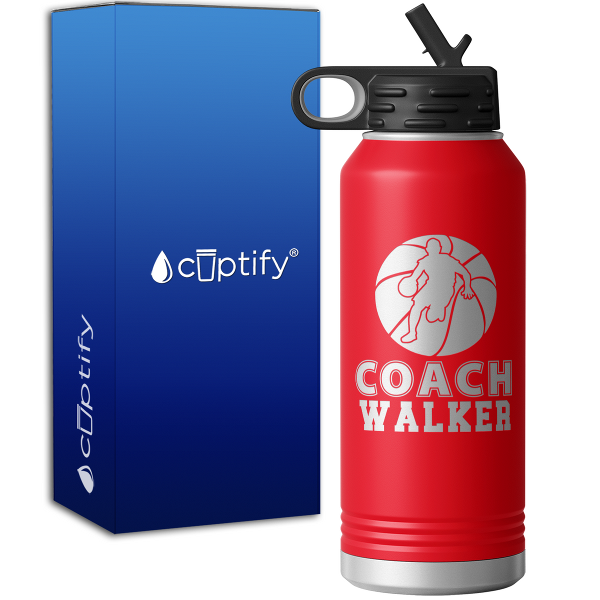 Personalized Basketball Coach Silhouette 32oz Sport Water Bottle
