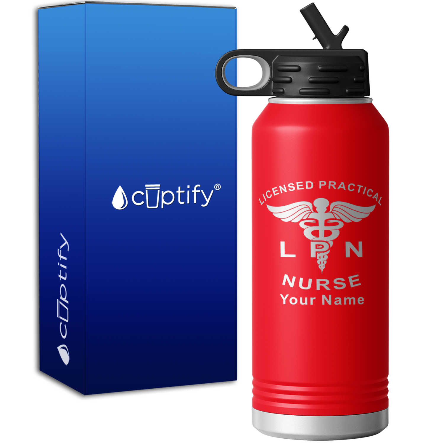 Personalized Licensed Practical Nurse 32oz Sport Water Bottle