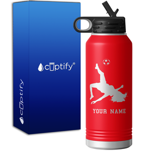 Personalized Soccer Player Female 32oz Sport Water Bottle