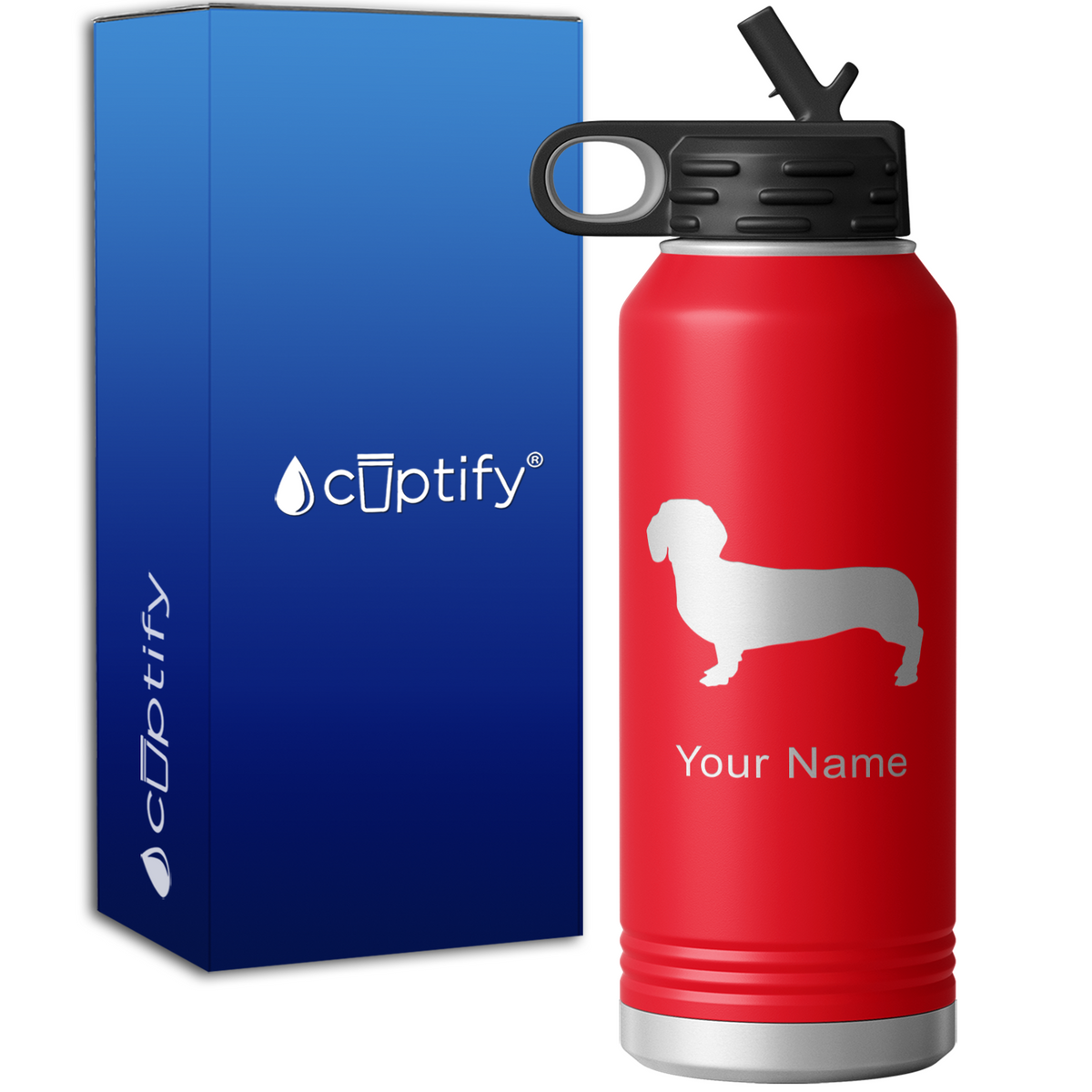 Dachshund Personalized 32oz Sport Water Bottle