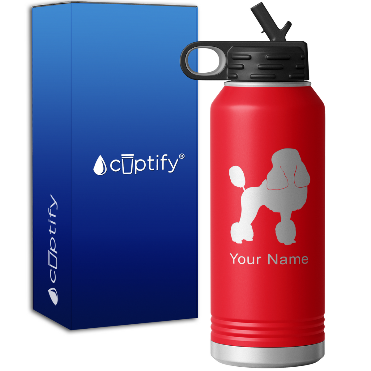 Poodle Personalized 32oz Sport Water Bottle