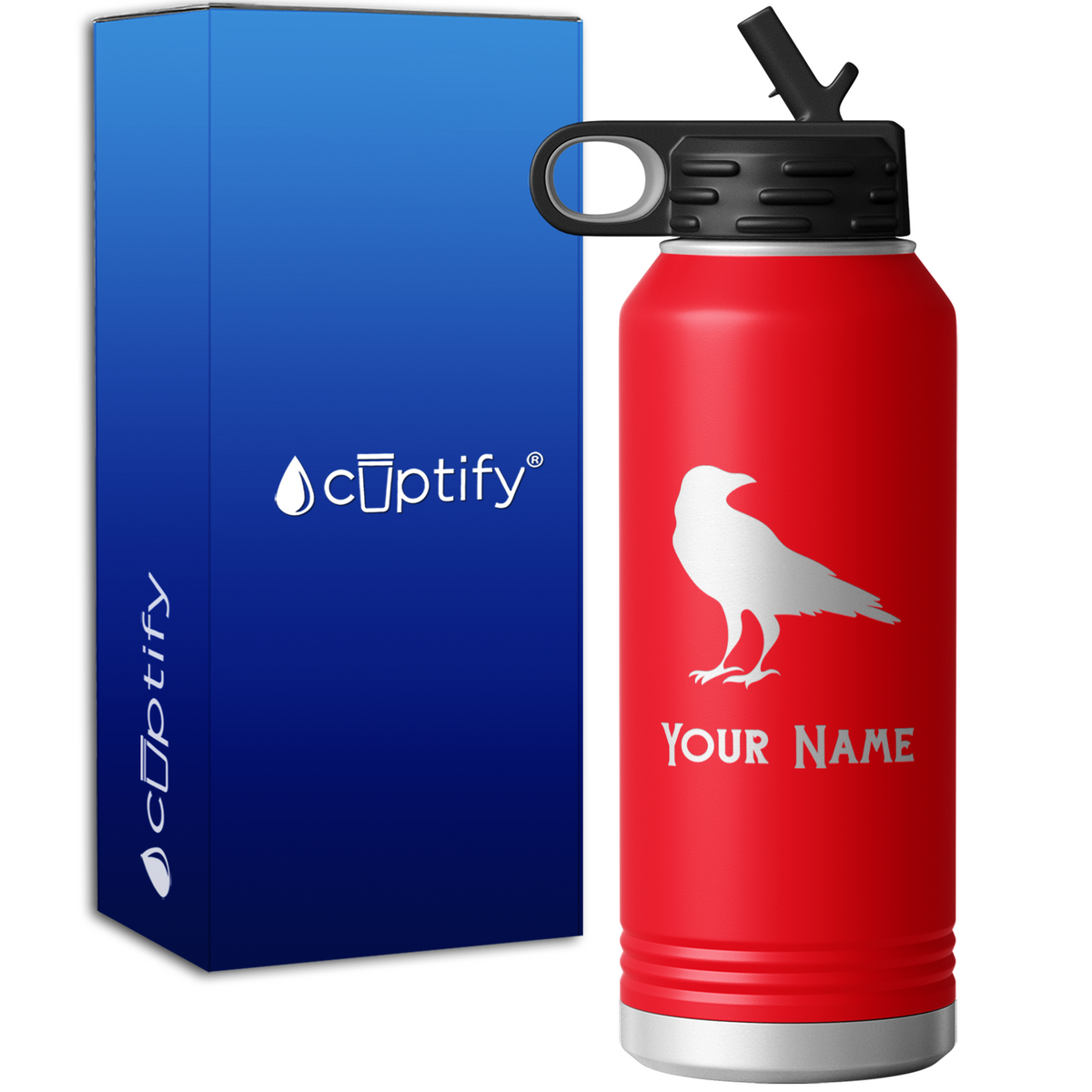 Black Crow Personalized 32oz Sport Water Bottle