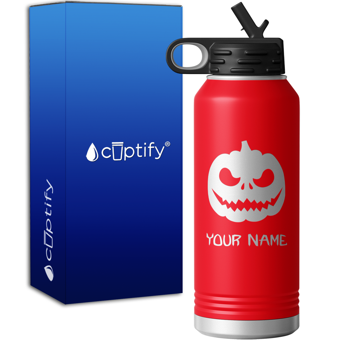 Jack o Lantern Personalized 32oz Sport Water Bottle