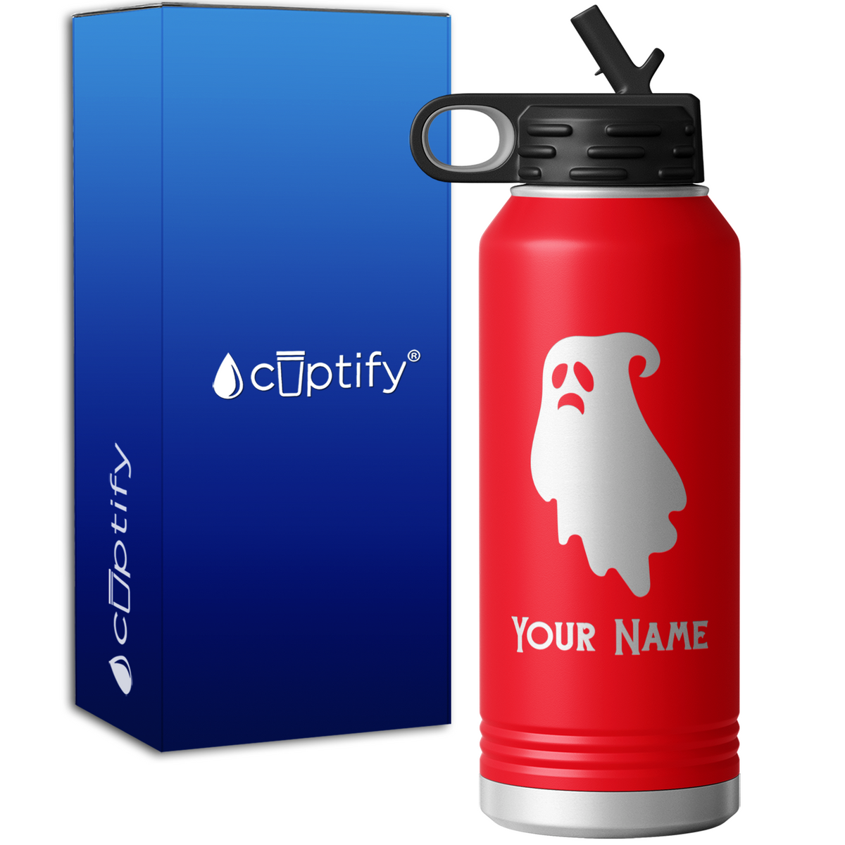 Sad Ghost Personalized 32oz Sport Water Bottle