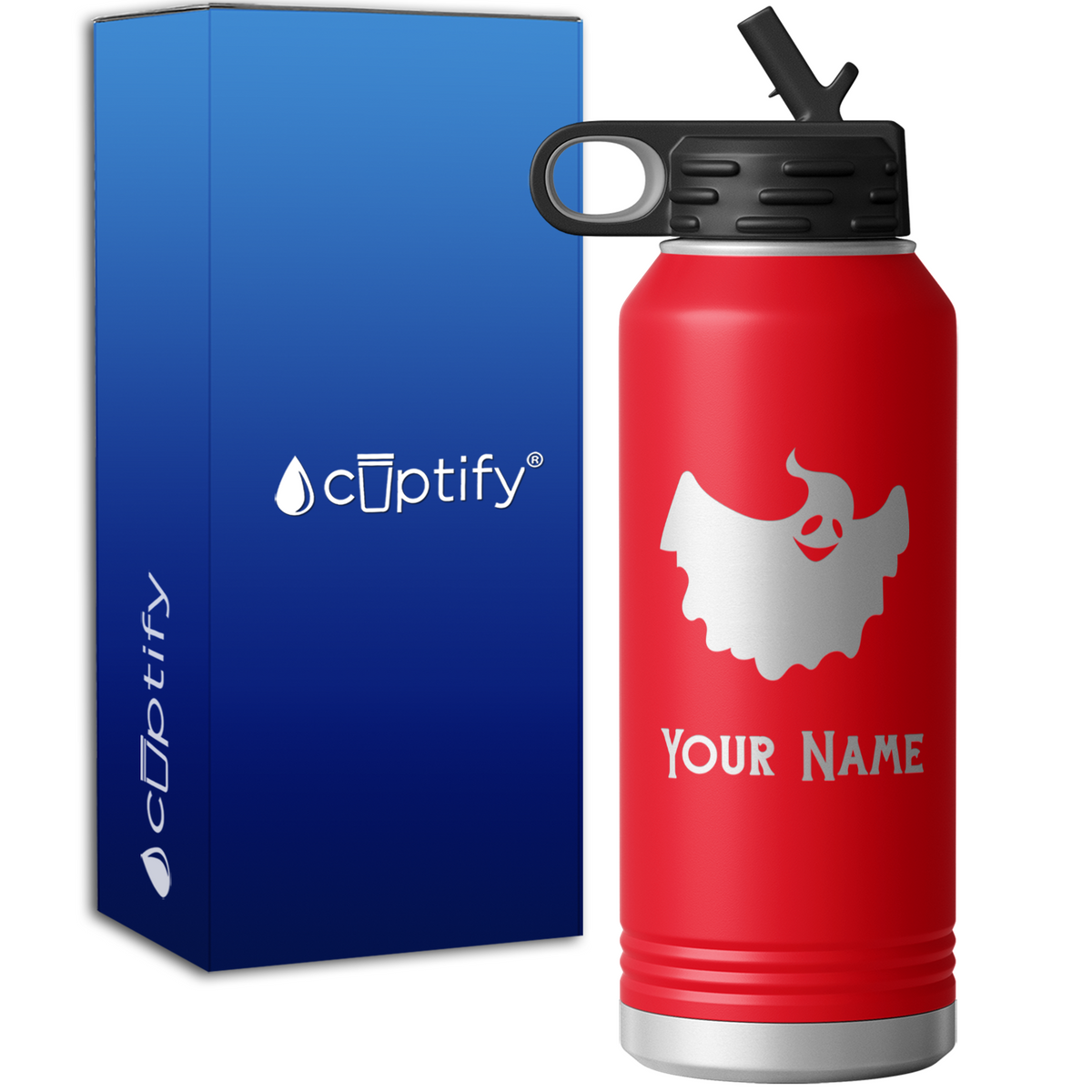 Happy Ghost Personalized 32oz Sport Water Bottle