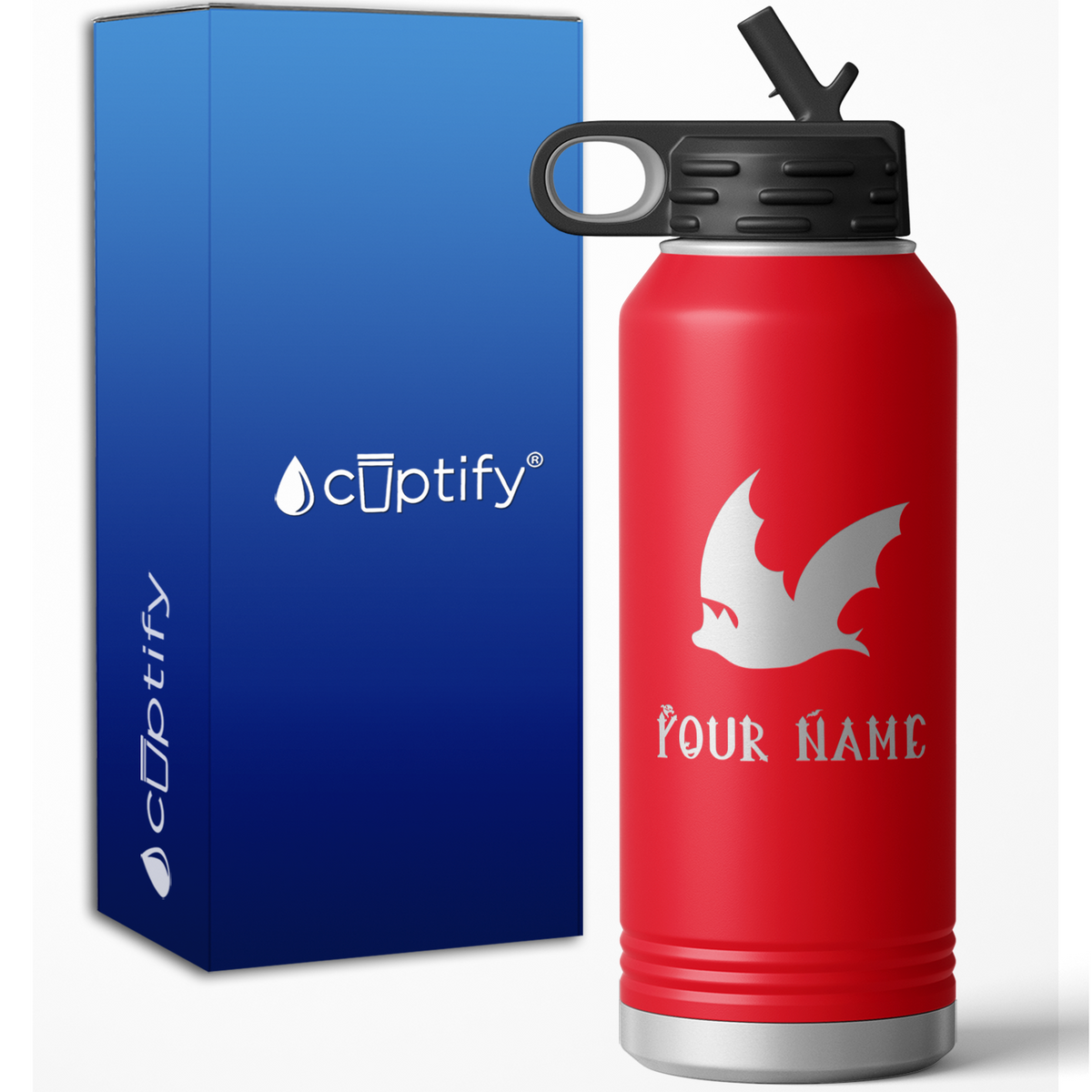 Flying Bat Personalized 32oz Sport Water Bottle