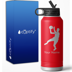 Hook Shot Basketball Player Personalized 32oz Sport Water Bottle