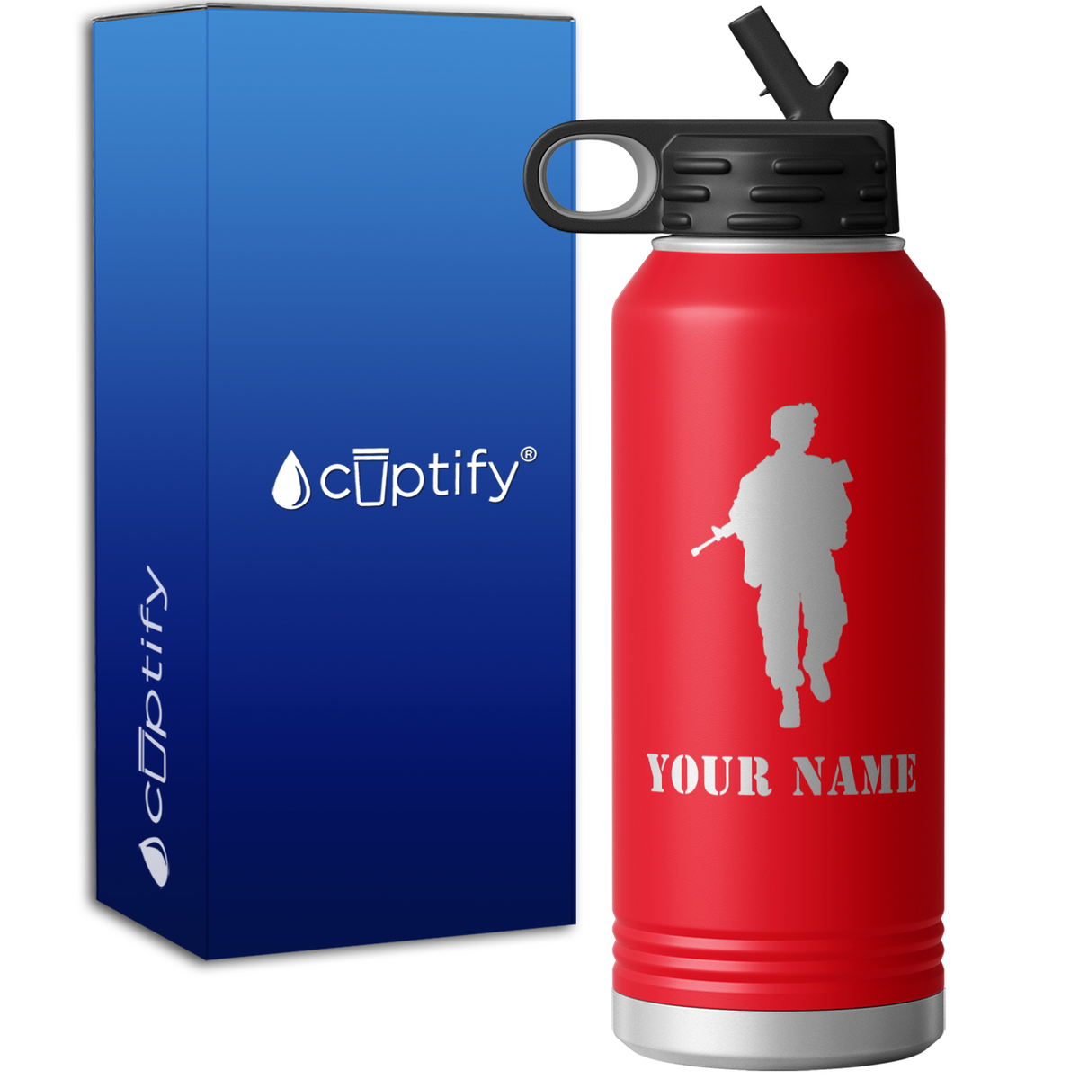 Combat Soldier Personalized 32oz Sport Water Bottle