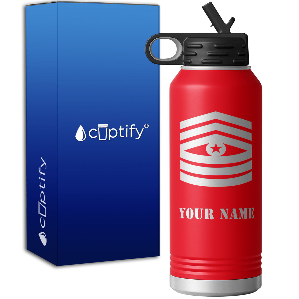 Command Sergeant Major Insignia Personalized 32oz Sport Water Bottle