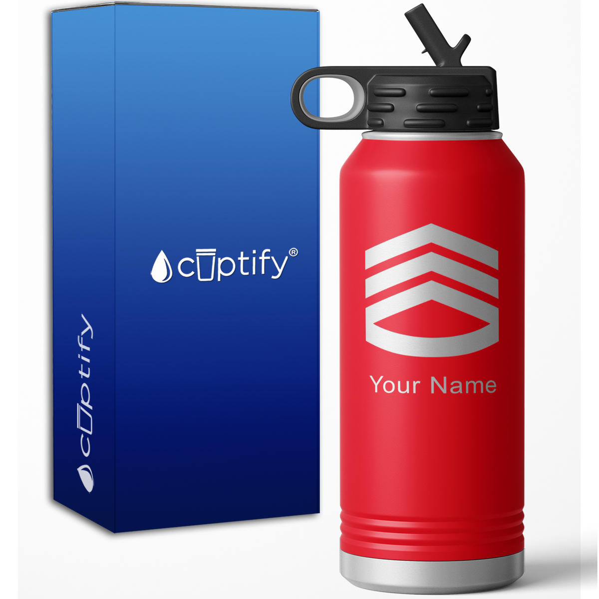 Staff Sergeant Insignia Personalized 32oz Sport Water Bottle