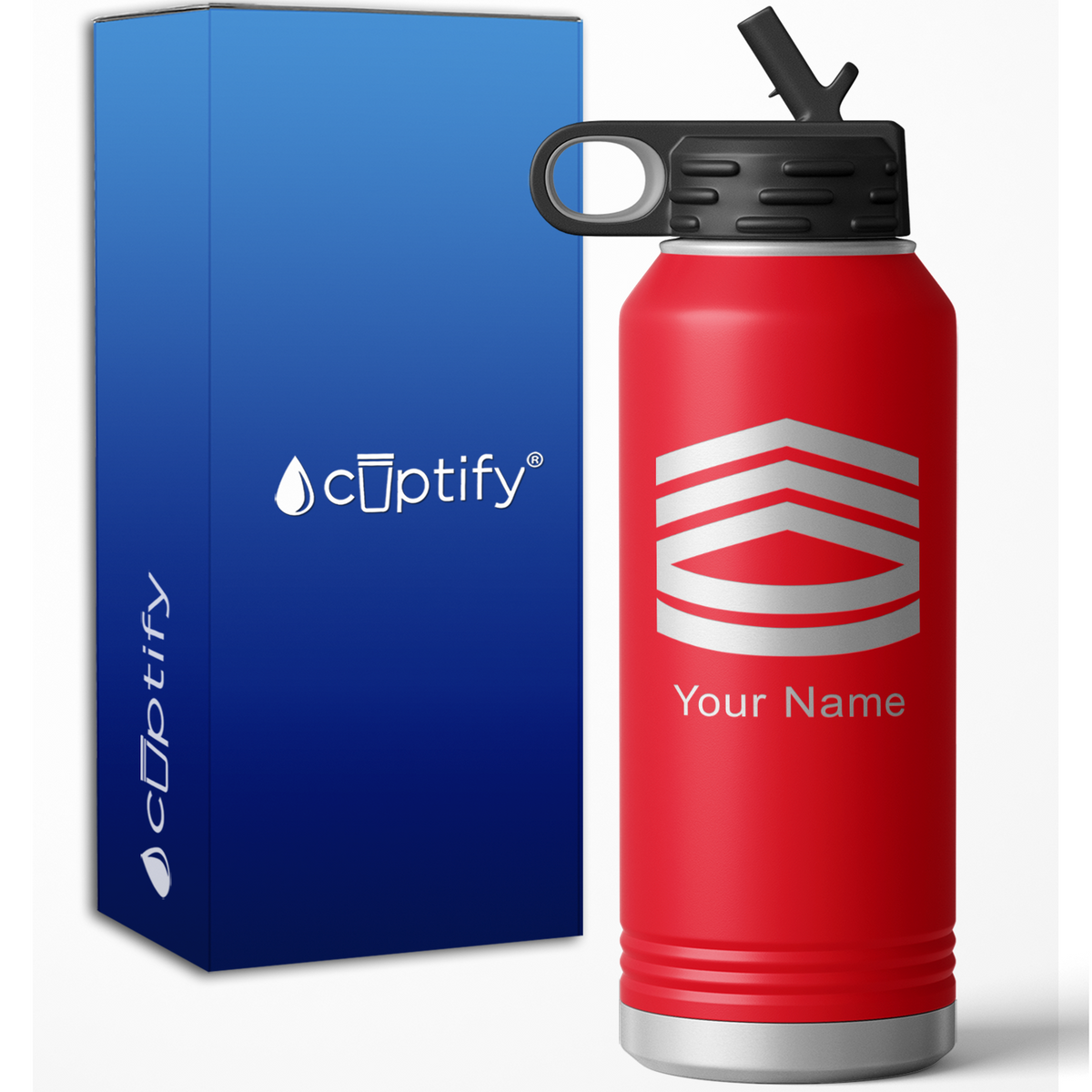 Sergeant First Class Stripes Personalized 32oz Sport Water Bottle