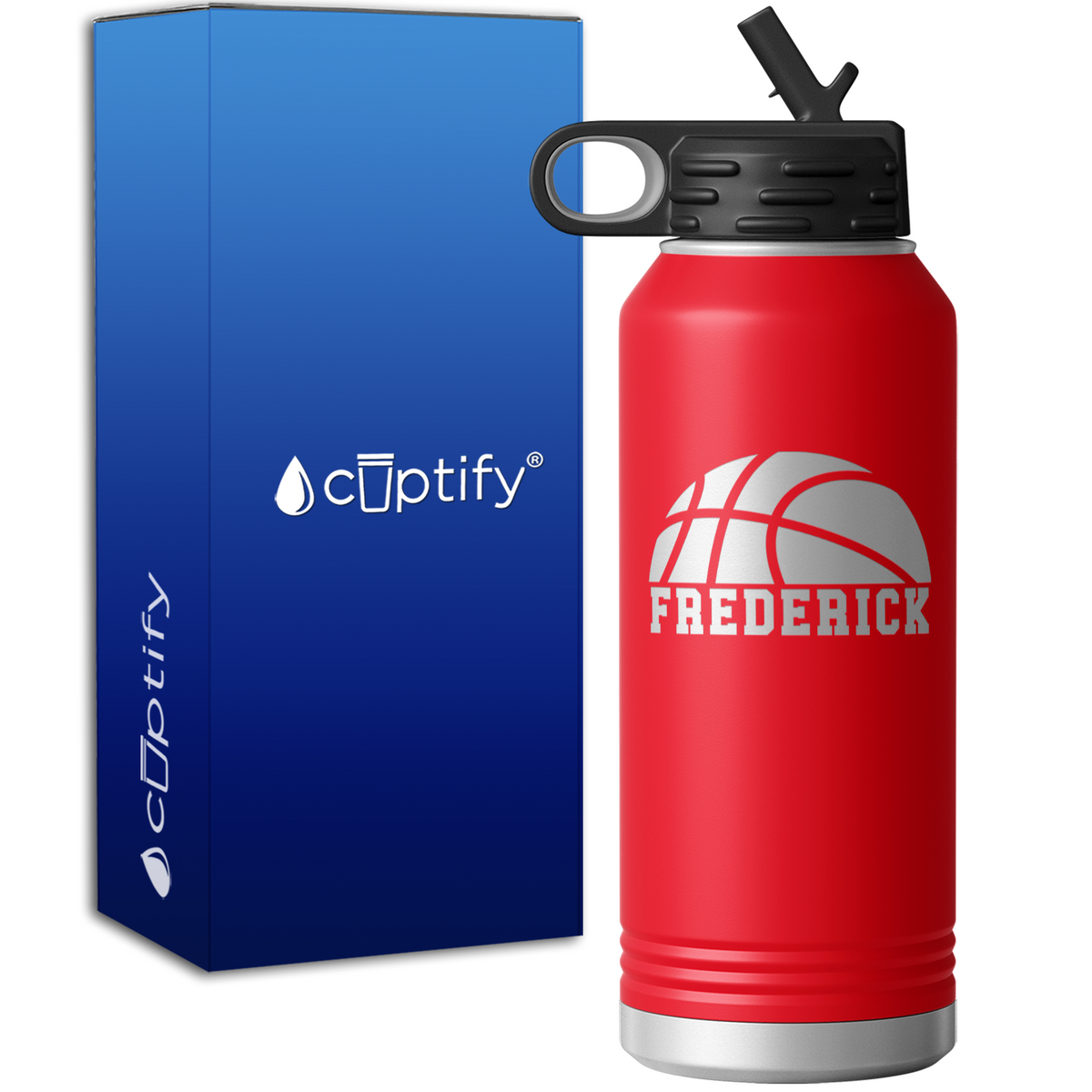 Basketball Half Personalized 32oz Sport Water Bottle