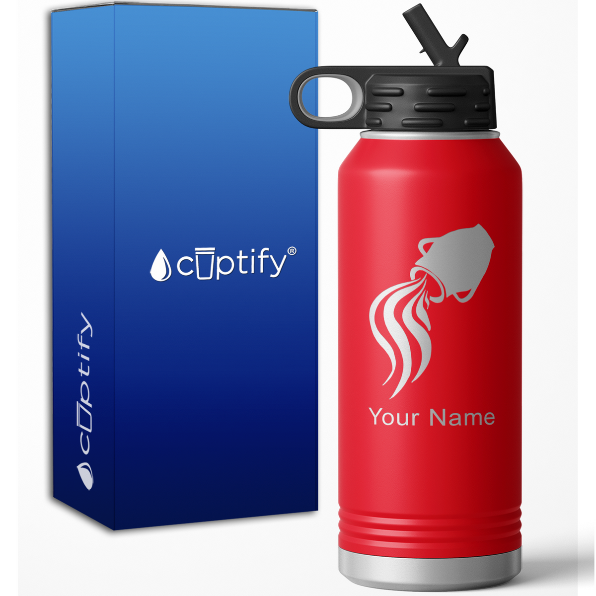 Aquarius Zodiac Sign Personalized 32oz Sport Water Bottle