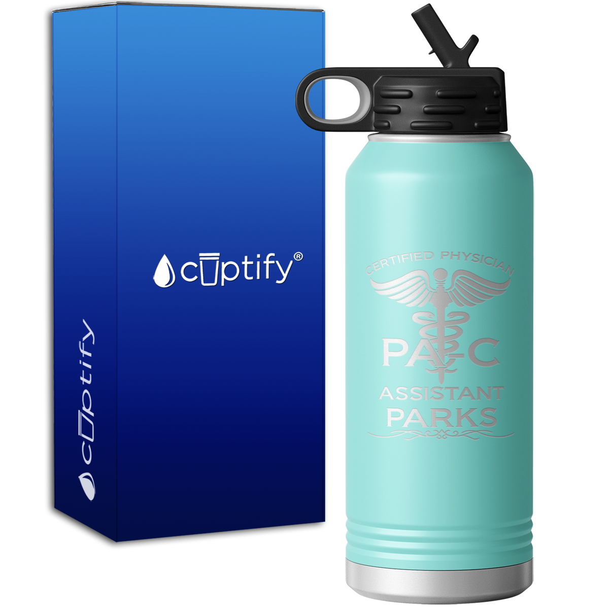 Personalized PA-C Certified Physician Assistant 32oz Sport Water Bottle