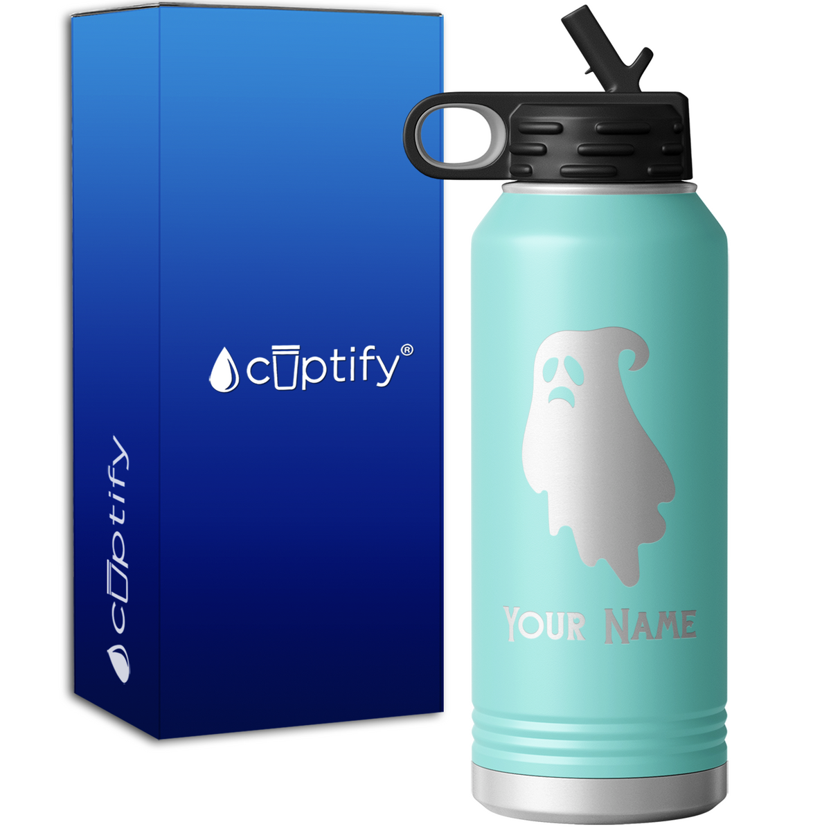 Sad Ghost Personalized 32oz Sport Water Bottle