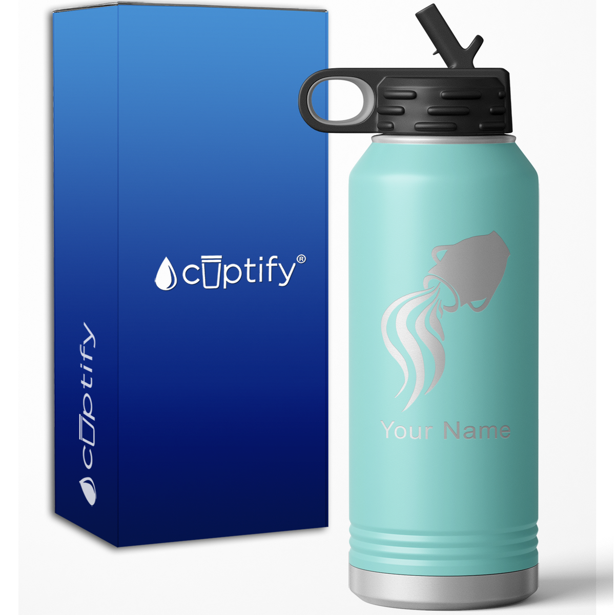 Aquarius Zodiac Sign Personalized 32oz Sport Water Bottle