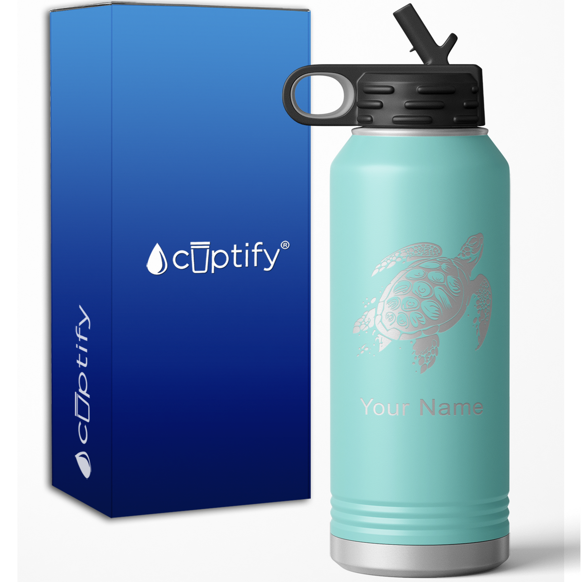 Hawaiian Sea Turtle Personalized 32oz Sport Water Bottle