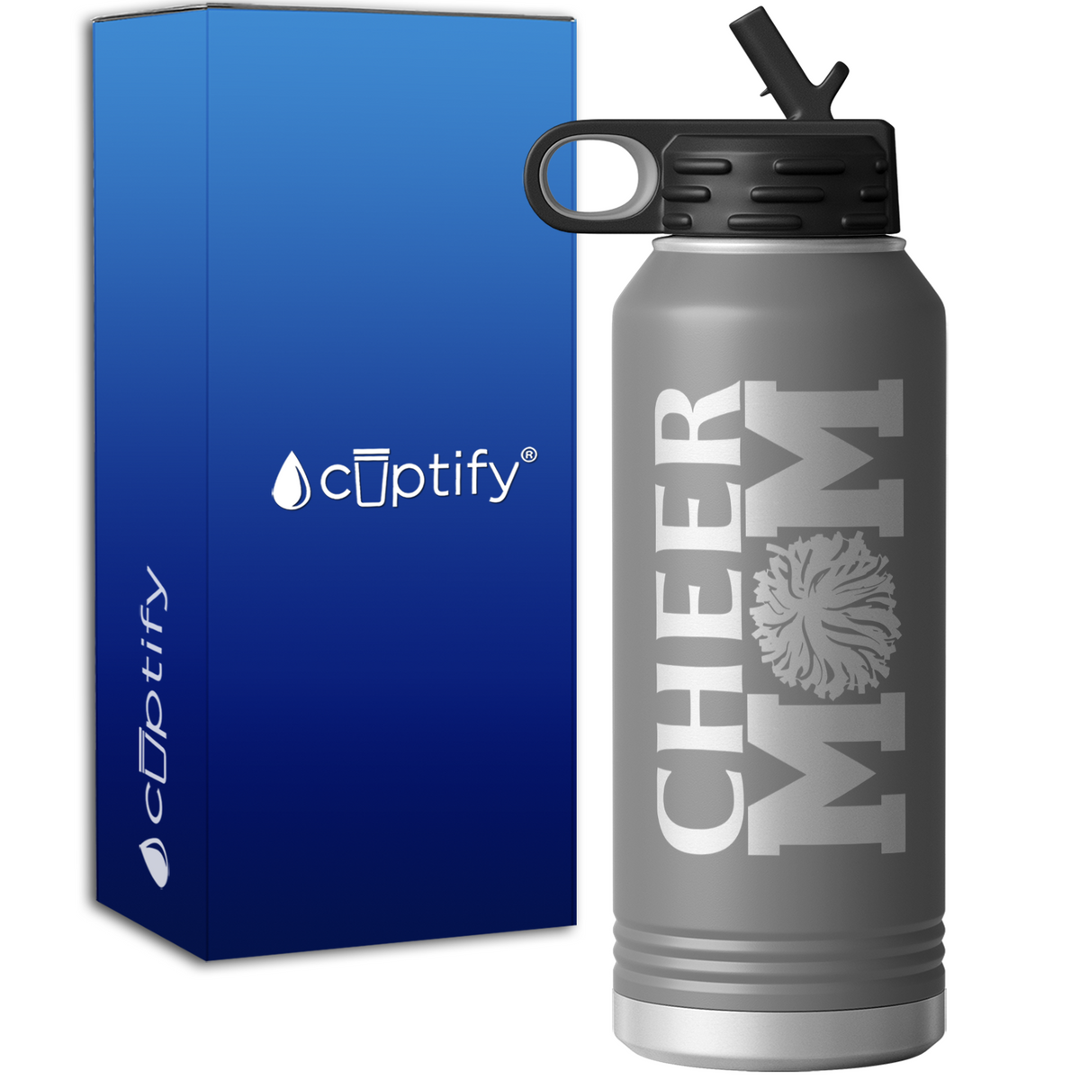 Cheer Mom Pom Pom 32oz Sport Water Bottle