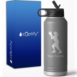 Female Basketball Player Shooting Personalized 32oz Sport Water Bottle