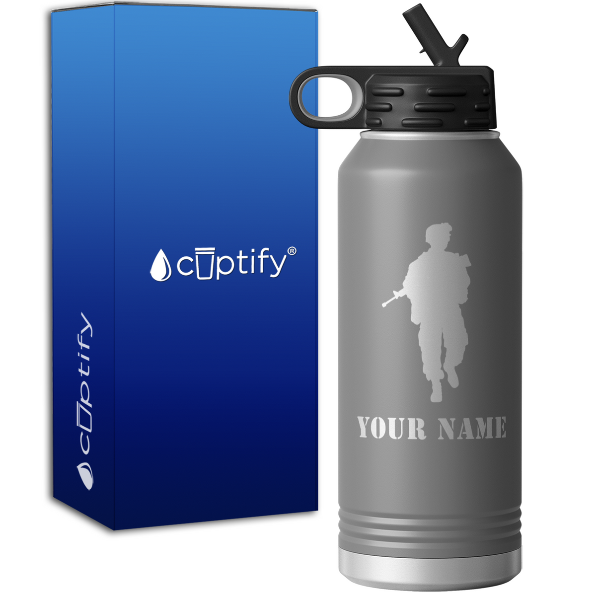 Combat Soldier Personalized 32oz Sport Water Bottle
