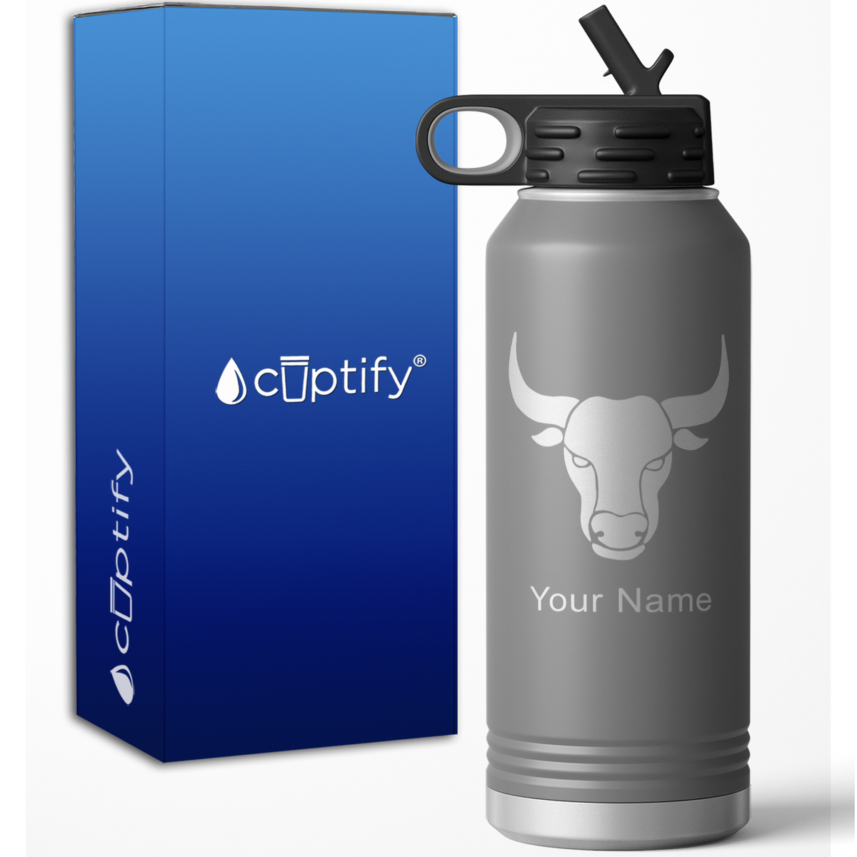 Taurus Zodiac Sign Personalized 32oz Sport Water Bottle