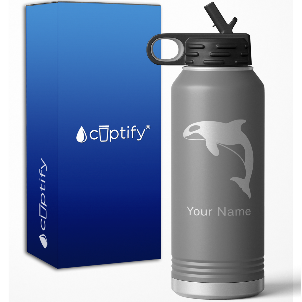Killer Whale Personalized 32oz Sport Water Bottle