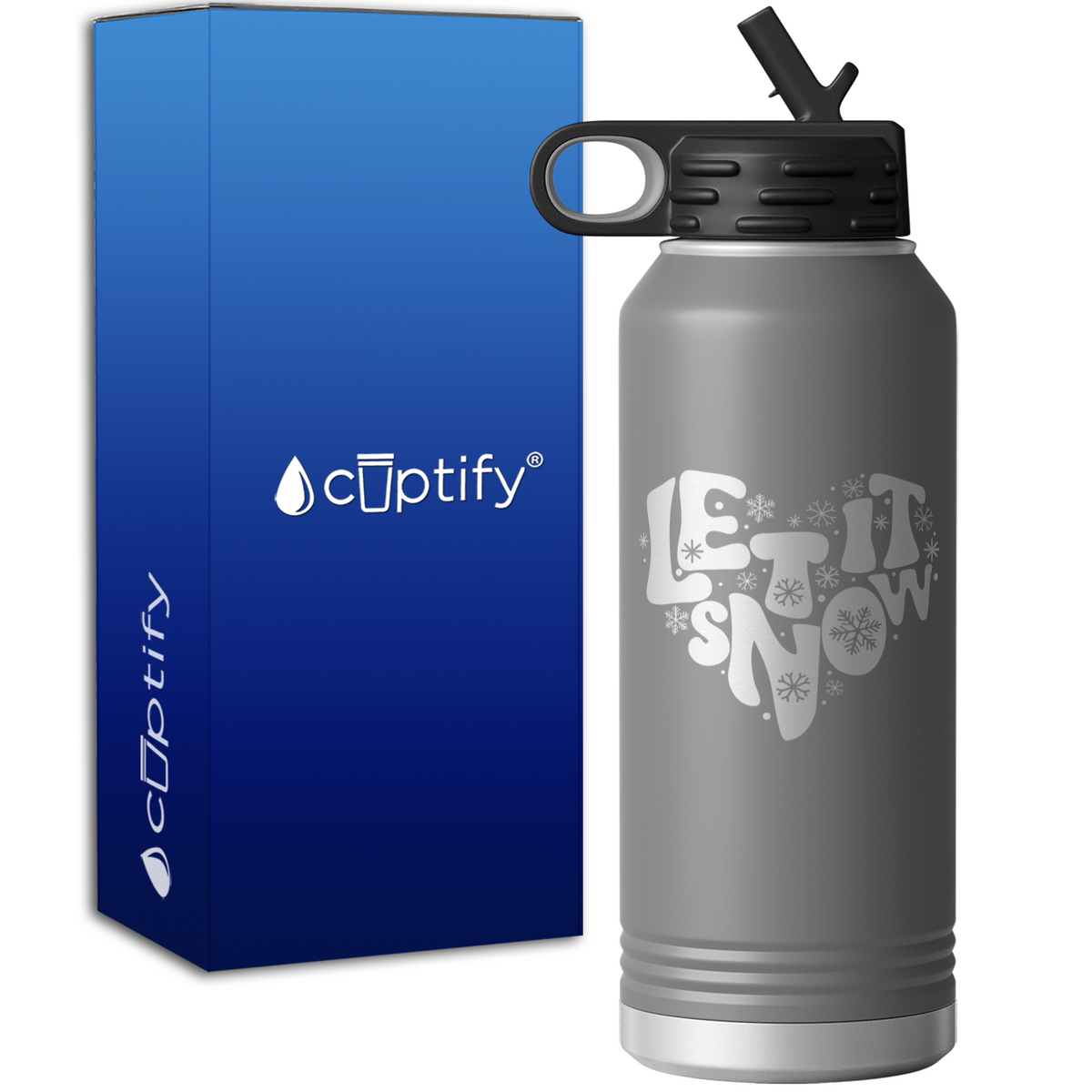 Let it Snow Heart 32oz Sport Water Bottle