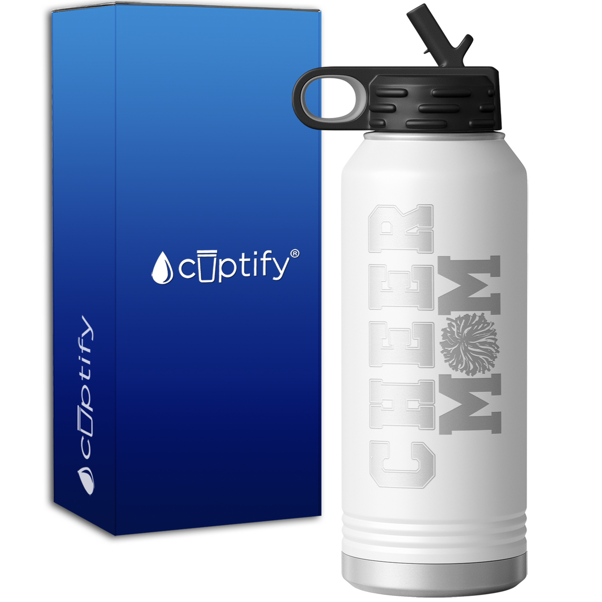 Cheer Mom Pom Poms 32oz Sport Water Bottle