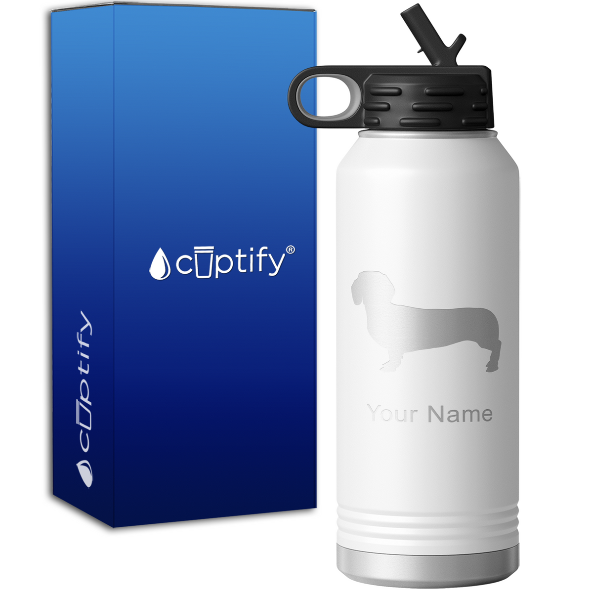 Dachshund Personalized 32oz Sport Water Bottle