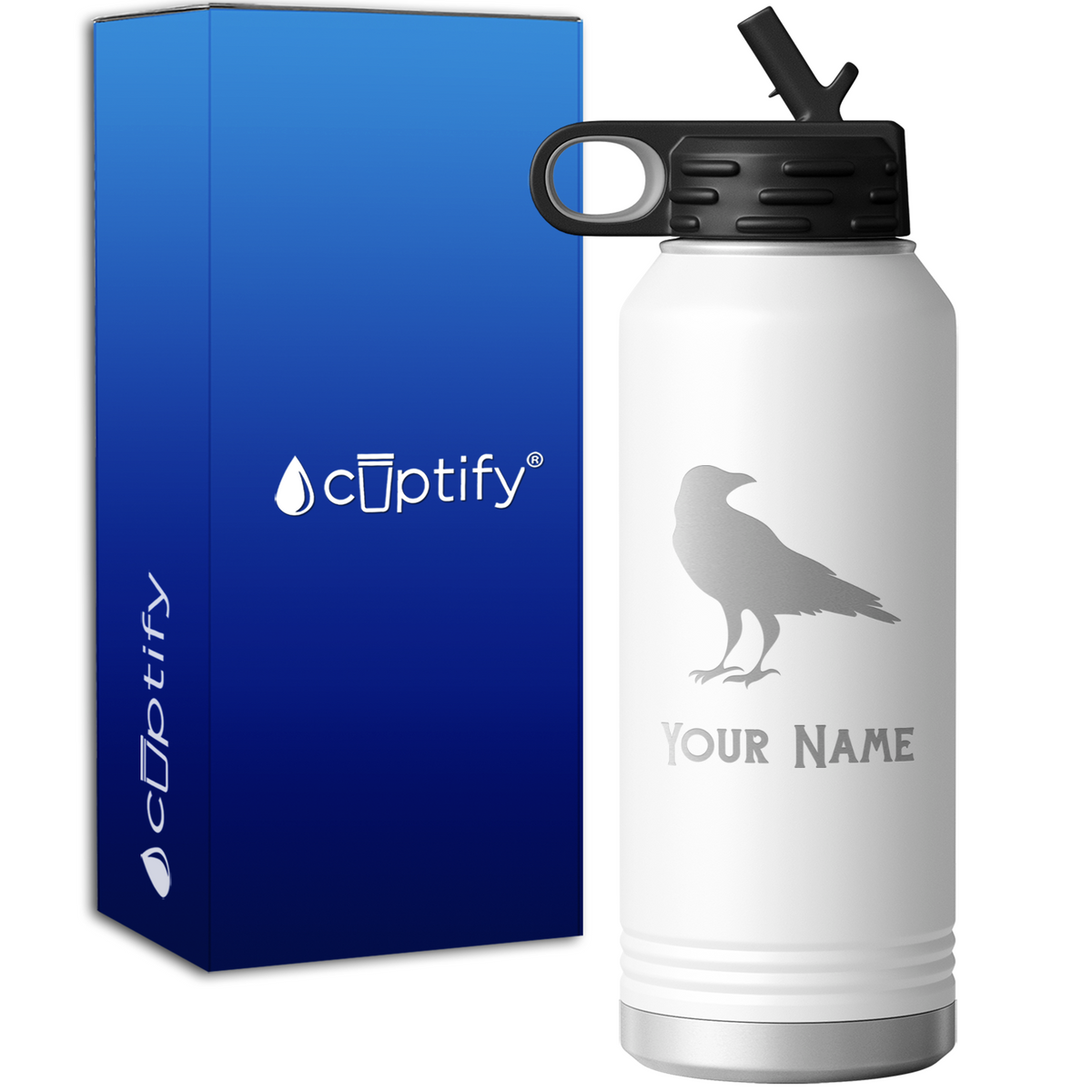 Black Crow Personalized 32oz Sport Water Bottle