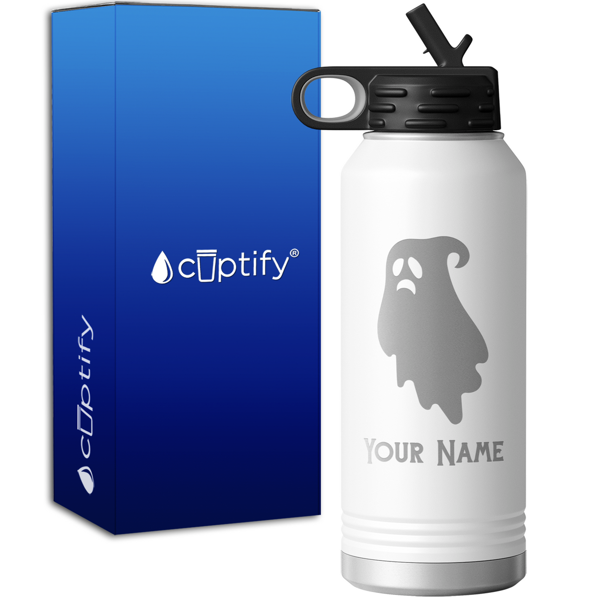 Sad Ghost Personalized 32oz Sport Water Bottle